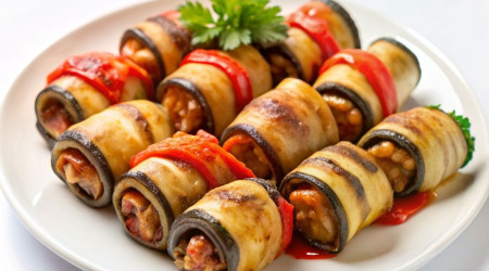 Рулеты из баклажан по-домашнему