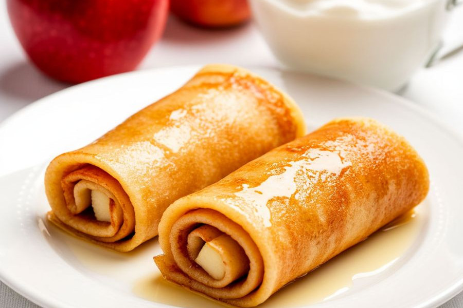 Блины с яблоком и корицей (подаются со сметаной) 2 штуки 