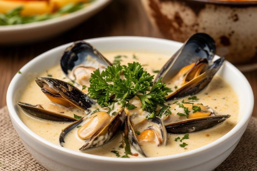 Мидии в соусе сливочном
